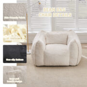 Giant Bean Bag Chair with pillow, Comfy Large Bean Bag Chairs for Adults and Kids, Faux Fur Floor So - Image 6