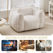 Giant Bean Bag Chair with pillow, Comfy Large Bean Bag Chairs for Adults and Kids, Faux Fur Floor So - Image 8