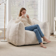 Giant Bean Bag Chair with pillow, Comfy Large Bean Bag Chairs for Adults and Kids, Faux Fur Floor So - Image 10