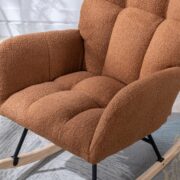 Teddy Fabric Rocking Chair with Pocket, Soft Rocking Chair for Nursery, Comfy Wingback Golider Rocki - Image 11