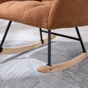 Teddy Fabric Rocking Chair with Pocket, Soft Rocking Chair for Nursery, Comfy Wingback Golider Rocki - Image 12