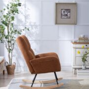 Teddy Fabric Rocking Chair with Pocket, Soft Rocking Chair for Nursery, Comfy Wingback Golider Rocki - Image 17