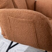 Teddy Fabric Rocking Chair with Pocket, Soft Rocking Chair for Nursery, Comfy Wingback Golider Rocki - Image 18