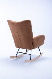 Teddy Fabric Rocking Chair with Pocket, Soft Rocking Chair for Nursery, Comfy Wingback Golider Rocki - Image 21