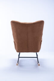 Teddy Fabric Rocking Chair with Pocket, Soft Rocking Chair for Nursery, Comfy Wingback Golider Rocki - Image 22