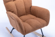 Teddy Fabric Rocking Chair with Pocket, Soft Rocking Chair for Nursery, Comfy Wingback Golider Rocki - Image 25