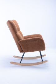 Teddy Fabric Rocking Chair with Pocket, Soft Rocking Chair for Nursery, Comfy Wingback Golider Rocki - Image 27