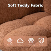 Teddy Fabric Rocking Chair with Pocket, Soft Rocking Chair for Nursery, Comfy Wingback Golider Rocki - Image 4