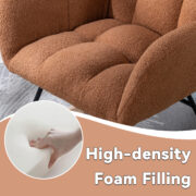 Teddy Fabric Rocking Chair with Pocket, Soft Rocking Chair for Nursery, Comfy Wingback Golider Rocki - Image 5