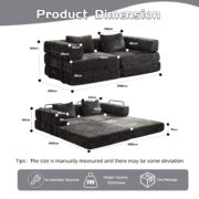 Compression Sofa,Convertible Floor Sofa Bed with Fixed-Shape Frame, Loveseats Boneless Modular Secti - Image 4