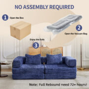 Compression Sofa,Convertible Floor Sofa Bed with Fixed-Shape Frame, Loveseats Boneless Modular Secti - T6011P582181 - Image 9