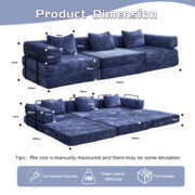 Compression Sofa,Convertible Floor Sofa Bed with Fixed-Shape Frame, Boneless Modular Sectional Sofa, - Image 4