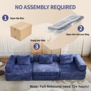 Compression Sofa,Convertible Floor Sofa Bed with Fixed-Shape Frame, Boneless Modular Sectional Sofa, - Image 9