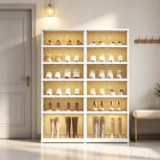 Faltbarer Schuhschrank aus PP, 6‑stöckig mit Magnet‑Halbtransparenttür, 24 Paar Schuhe, Stiefelberei - Image 2