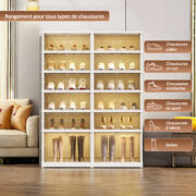 Faltbarer Schuhschrank aus PP, 6‑stöckig mit Magnet‑Halbtransparenttür, 24 Paar Schuhe, Stiefelberei - Image 11