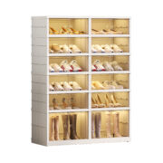 Faltbarer Schuhschrank aus PP, 6‑stöckig mit Magnet‑Halbtransparenttür, 24 Paar Schuhe, Stiefelberei - Image 4