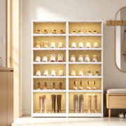 Faltbarer Schuhschrank aus PP, 6‑stöckig mit Magnet‑Halbtransparenttür, 24 Paar Schuhe, Stiefelberei - Image 7