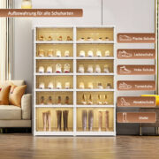 Faltbarer Schuhschrank aus PP, 6‑stöckig mit Magnet‑Halbtransparenttür, 24 Paar Schuhe, Stiefelberei - Image 10