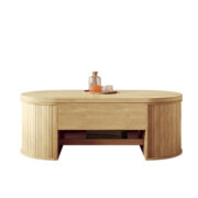 Anhebbarer Couchtisch, Couchtisch mit gebogenen Holzseiten, ausziehbarem Regal, anhebbarer Tischplat - Image 2