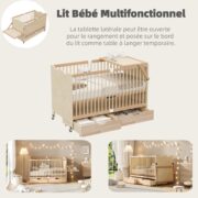 Bewegliches multifunktionales Babybett, 4-stufige Höhenverstellung, Babybett mit Schubladen, massive - Image 3