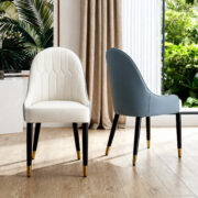 Dining Chair 2-Piece Set, Two-Tone Upholstered Chair with PU Leather Cover, Ergonomic Backrest, Meta - Image 2