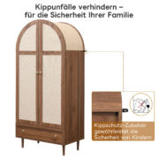 Kleiderschrank mit Schubladen, Holztüren mit Leinenstoff-Bezug, großer Stauraum, Garderobenschrank f - Image 11