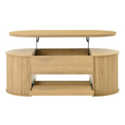 Anhebbarer Couchtisch, Couchtisch mit gebogenen Holzseiten, ausziehbarem Regal, anhebbarer Tischplat - Image 12