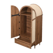 Kleiderschrank mit Schubladen, Holztüren mit Leinenstoff-Bezug, großer Stauraum, Garderobenschrank f - Image 14