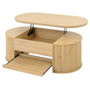 Anhebbarer Couchtisch, Couchtisch mit gebogenen Holzseiten, ausziehbarem Regal, anhebbarer Tischplat - Image 14
