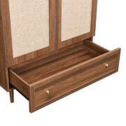 Kleiderschrank mit Schubladen, Holztüren mit Leinenstoff-Bezug, großer Stauraum, Garderobenschrank f - Image 15