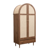 Kleiderschrank mit Schubladen, Holztüren mit Leinenstoff-Bezug, großer Stauraum, Garderobenschrank f - Image 19