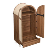 Kleiderschrank mit Schubladen, Holztüren mit Leinenstoff-Bezug, großer Stauraum, Garderobenschrank f - Image 20