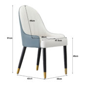 Dining Chair 2-Piece Set, Two-Tone Upholstered Chair with PU Leather Cover, Ergonomic Backrest, Meta - Image 3