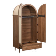 Kleiderschrank mit Schubladen, Holztüren mit Leinenstoff-Bezug, großer Stauraum, Garderobenschrank f - Image 21