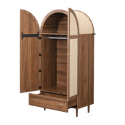 Kleiderschrank mit Schubladen, Holztüren mit Leinenstoff-Bezug, großer Stauraum, Garderobenschrank f - Image 23
