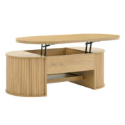 Anhebbarer Couchtisch, Couchtisch mit gebogenen Holzseiten, ausziehbarem Regal, anhebbarer Tischplat - Image 23