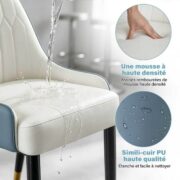 Dining Chair 2-Piece Set, Two-Tone Upholstered Chair with PU Leather Cover, Ergonomic Backrest, Meta - Image 5