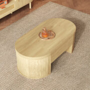 Anhebbarer Couchtisch, Couchtisch mit gebogenen Holzseiten, ausziehbarem Regal, anhebbarer Tischplat - Image 6