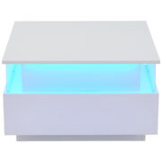Modernes Hochglanz-LED-Couchtisch Kaffeetisch 70*70*41cm mit 2 Schubladen und transparentem Präsenta - Image 5