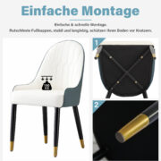 Dining Chair 2-Piece Set, Two-Tone Upholstered Chair with PU Leather Cover, Ergonomic Backrest, Meta - Image 6