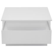 Modernes Hochglanz-LED-Couchtisch Kaffeetisch 70*70*41cm mit 2 Schubladen und transparentem Präsenta - Image 6
