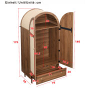 Kleiderschrank mit Schubladen, Holztüren mit Leinenstoff-Bezug, großer Stauraum, Garderobenschrank f - Image 7