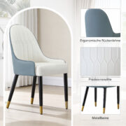 Dining Chair 2-Piece Set, Two-Tone Upholstered Chair with PU Leather Cover, Ergonomic Backrest, Meta - Image 8