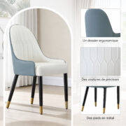 Dining Chair 2-Piece Set, Two-Tone Upholstered Chair with PU Leather Cover, Ergonomic Backrest, Meta - Image 9