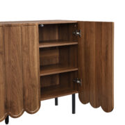 Modernes holzfarbenes Sideboard mit Wellentüren – 120x35x80 cm – grifflos, verstellbare Regale – Sta - Image 10