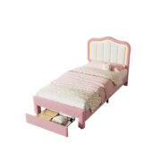 Kinder-Polsterbett 90 x 200 cm, Rosa, mit Schublade am Fußende, weißer Rückenlehne, App-gesteuerter - Image 13