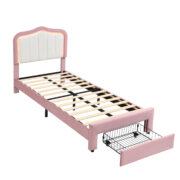 Kinder-Polsterbett 90 x 200 cm, Rosa, mit Schublade am Fußende, weißer Rückenlehne, App-gesteuerter - Image 15