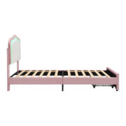 Kinder-Polsterbett 90 x 200 cm, Rosa, mit Schublade am Fußende, weißer Rückenlehne, App-gesteuerter - Image 17
