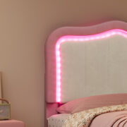 Kinder-Polsterbett 90 x 200 cm, Rosa, mit Schublade am Fußende, weißer Rückenlehne, App-gesteuerter - Image 19
