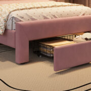 Kinder-Polsterbett 90 x 200 cm, Rosa, mit Schublade am Fußende, weißer Rückenlehne, App-gesteuerter - Image 21